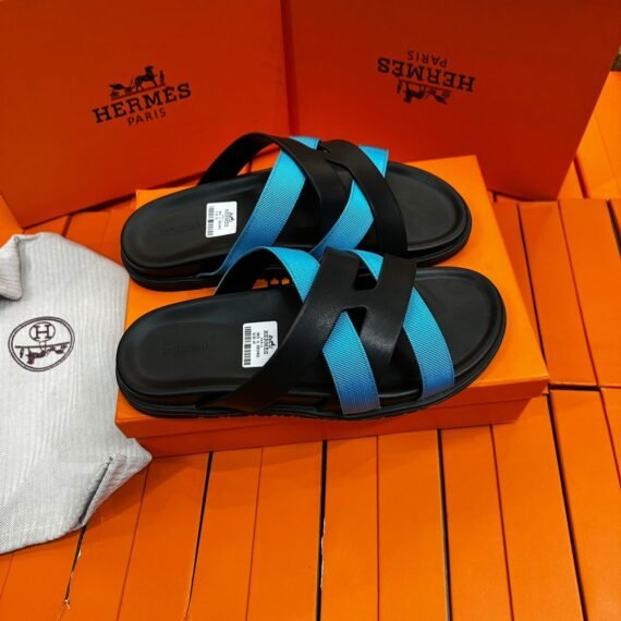 Hermes slides blue and Black
